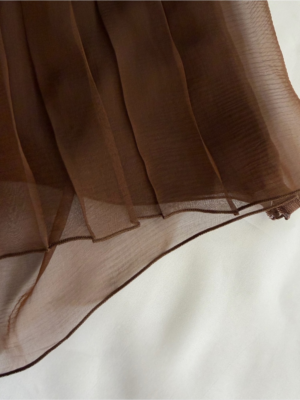 AKRIS 100% Silk Chocolate Brown Pleated Blouse Size 6 - Picture 10 of 16